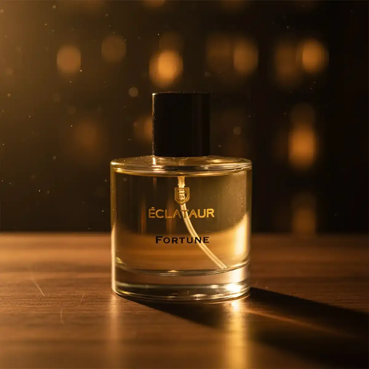 ÉCLATAUR FORTUNE spicy vanilla perfume bottle, matte black cap with gold detail