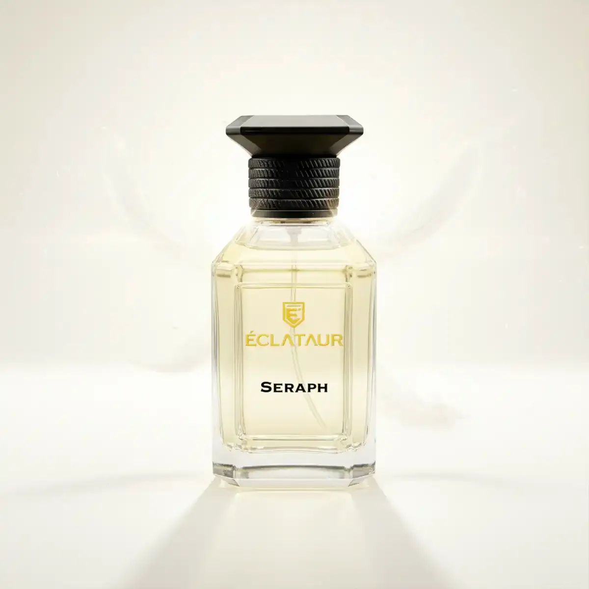 ÉCLATAUR SERAPH cocoa perfume bottle, matte black cap with gold detail